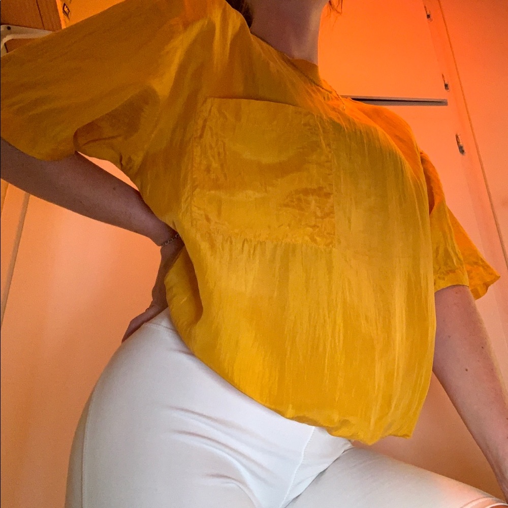 Yellow 100% silk vintage Neil Martin top